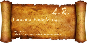 Luncanu Radvány névjegykártya